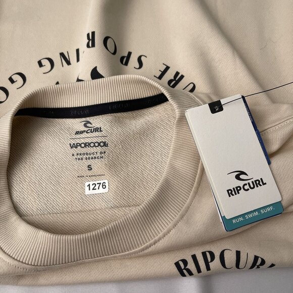 Ripcurl Run Swim Leisure Fleece Sweatshirt Long Sleeve Oversized Off White S NWT - Picture 8 of 16